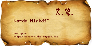 Karda Mirkó névjegykártya
